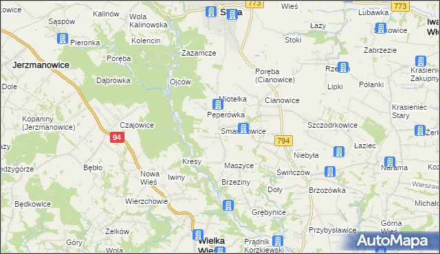 mapa Smardzowice, Smardzowice na mapie Targeo