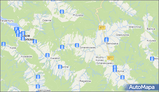 mapa Smerekowiec, Smerekowiec na mapie Targeo