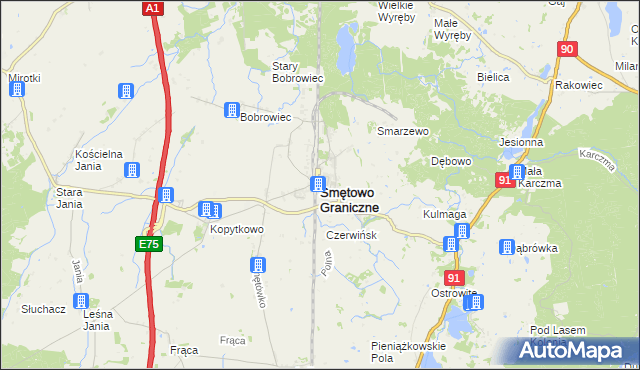 mapa Smętowo Graniczne, Smętowo Graniczne na mapie Targeo