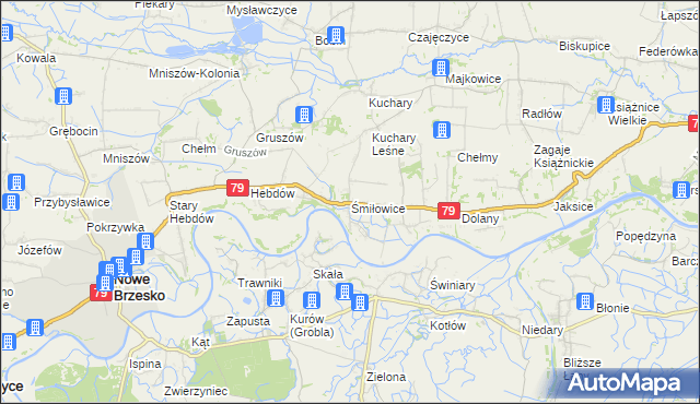 mapa Śmiłowice gmina Nowe Brzesko, Śmiłowice gmina Nowe Brzesko na mapie Targeo