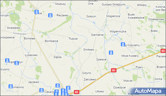 mapa Śmiłowo gmina Bielsk, Śmiłowo gmina Bielsk na mapie Targeo