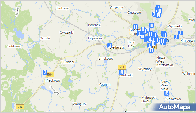 mapa Smokowo gmina Kętrzyn, Smokowo gmina Kętrzyn na mapie Targeo