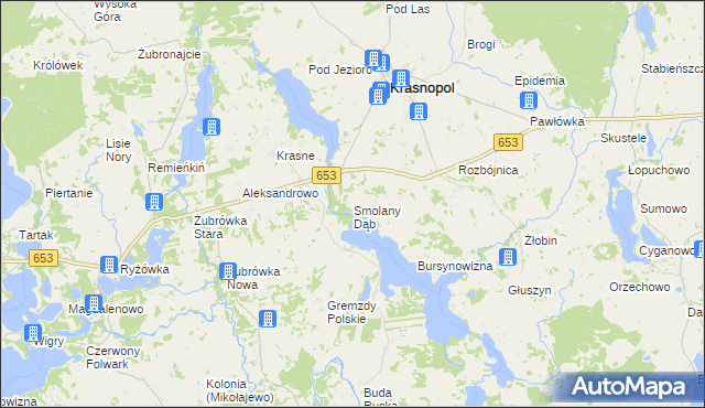 mapa Smolany Dąb, Smolany Dąb na mapie Targeo