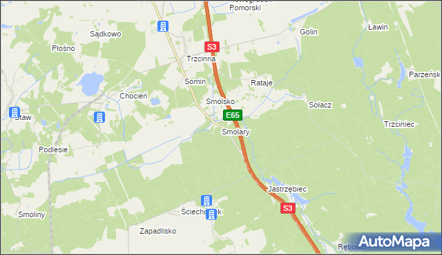 mapa Smolary gmina Nowogródek Pomorski, Smolary gmina Nowogródek Pomorski na mapie Targeo