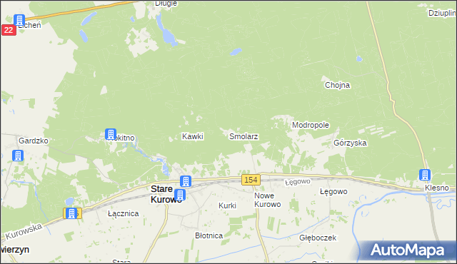 mapa Smolarz gmina Stare Kurowo, Smolarz gmina Stare Kurowo na mapie Targeo