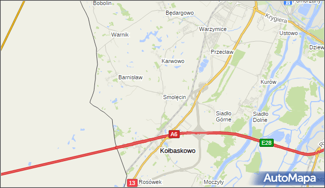 mapa Smolęcin gmina Kołbaskowo, Smolęcin gmina Kołbaskowo na mapie Targeo