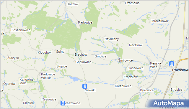 mapa Smolice gmina Pakosławice, Smolice gmina Pakosławice na mapie Targeo