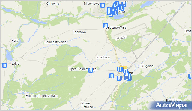 mapa Smolnica gmina Lipka, Smolnica gmina Lipka na mapie Targeo