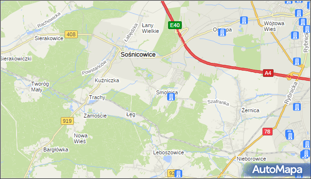 mapa Smolnica gmina Sośnicowice, Smolnica gmina Sośnicowice na mapie Targeo