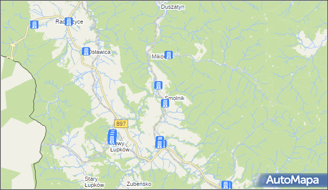 mapa Smolnik gmina Komańcza, Smolnik gmina Komańcza na mapie Targeo