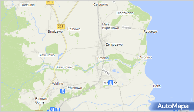 mapa Smolno gmina Puck, Smolno gmina Puck na mapie Targeo
