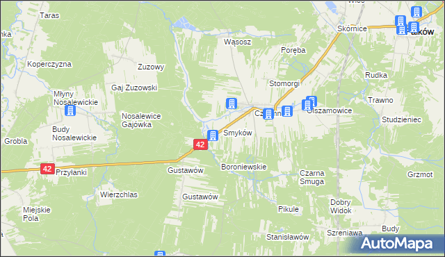 mapa Smyków gmina Fałków, Smyków gmina Fałków na mapie Targeo