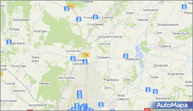 mapa Sobawiny, Sobawiny na mapie Targeo