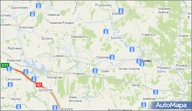mapa Soboklęszcz gmina Joniec, Soboklęszcz gmina Joniec na mapie Targeo