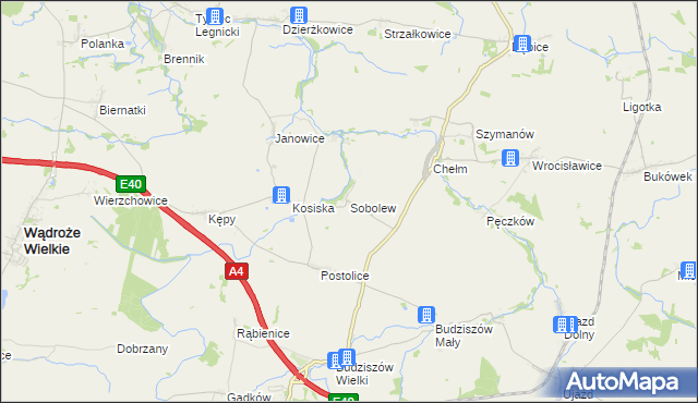 mapa Sobolew gmina Wądroże Wielkie, Sobolew gmina Wądroże Wielkie na mapie Targeo