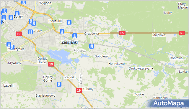 mapa Sobolewo gmina Supraśl, Sobolewo gmina Supraśl na mapie Targeo