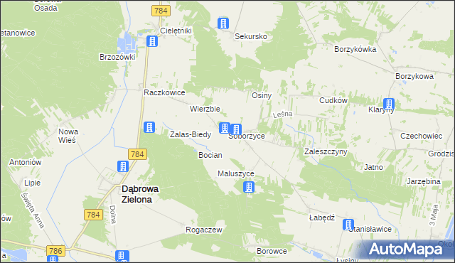 mapa Soborzyce, Soborzyce na mapie Targeo