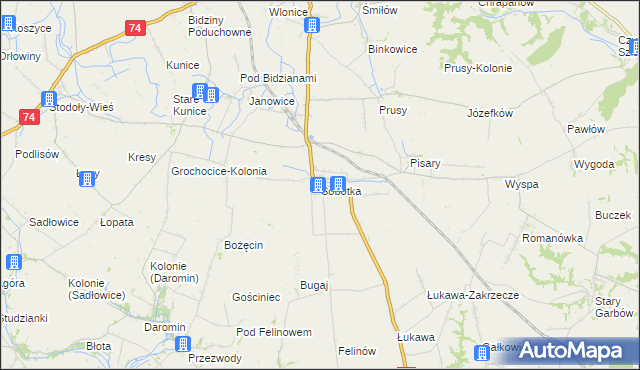 mapa Sobótka gmina Ożarów, Sobótka gmina Ożarów na mapie Targeo