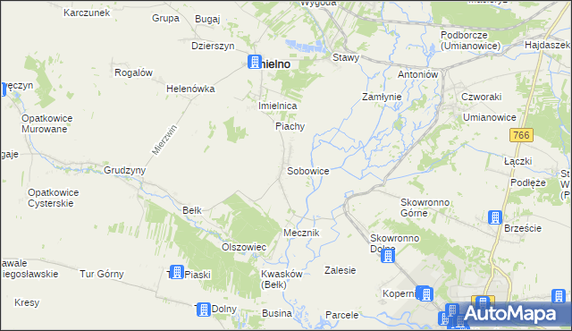 mapa Sobowice gmina Imielno, Sobowice gmina Imielno na mapie Targeo