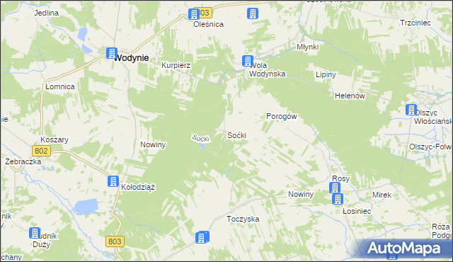 mapa Soćki, Soćki na mapie Targeo