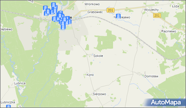 mapa Sokole gmina Czarne, Sokole gmina Czarne na mapie Targeo