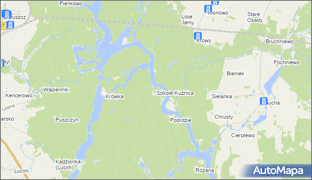 mapa Sokole-Kuźnica, Sokole-Kuźnica na mapie Targeo