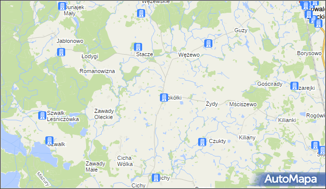 mapa Sokółki gmina Kowale Oleckie, Sokółki gmina Kowale Oleckie na mapie Targeo