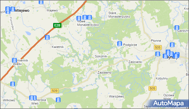 mapa Sokolnik gmina Młynary, Sokolnik gmina Młynary na mapie Targeo