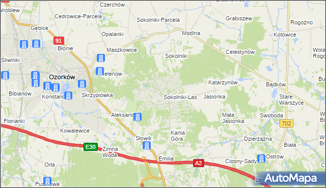 mapa Sokolniki-Las, Sokolniki-Las na mapie Targeo