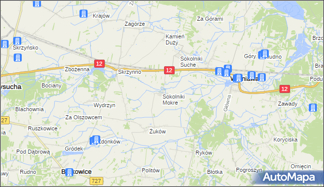 mapa Sokolniki Mokre, Sokolniki Mokre na mapie Targeo