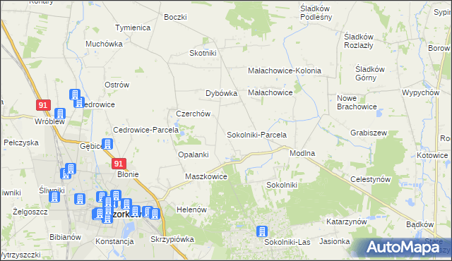 mapa Sokolniki-Parcela, Sokolniki-Parcela na mapie Targeo