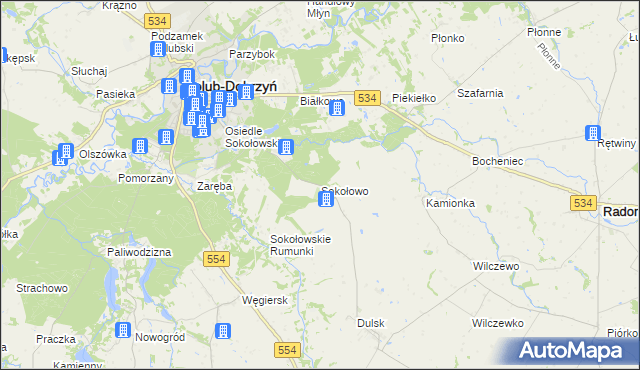mapa Sokołowo gmina Golub-Dobrzyń, Sokołowo gmina Golub-Dobrzyń na mapie Targeo