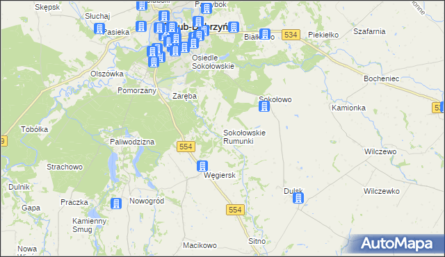 mapa Sokołowskie Rumunki, Sokołowskie Rumunki na mapie Targeo