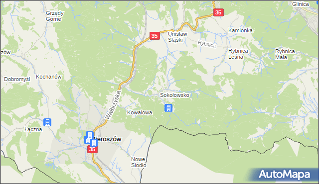 mapa Sokołowsko, Sokołowsko na mapie Targeo