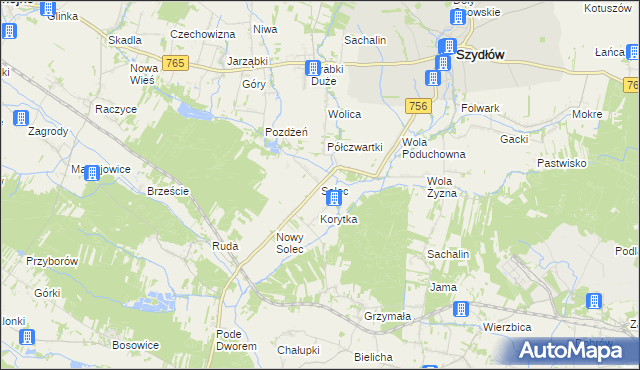 mapa Solec gmina Szydłów, Solec gmina Szydłów na mapie Targeo