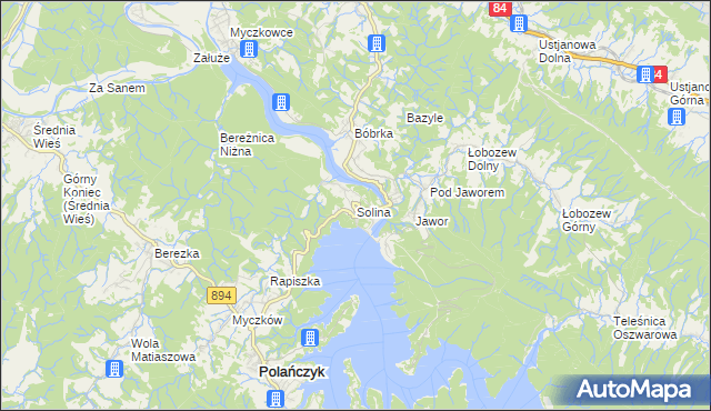 mapa Solina, Solina na mapie Targeo