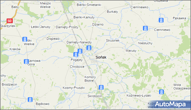mapa Sońsk, Sońsk na mapie Targeo