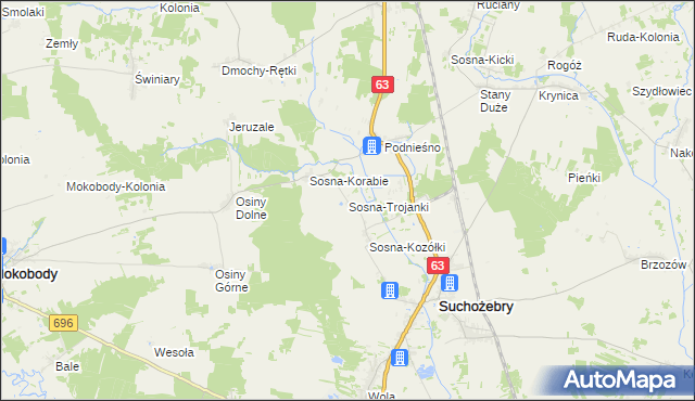 mapa Sosna-Trojanki, Sosna-Trojanki na mapie Targeo