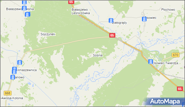 mapa Sośnia, Sośnia na mapie Targeo