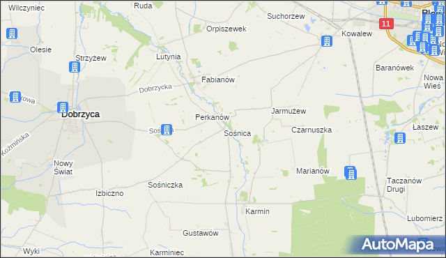 mapa Sośnica gmina Dobrzyca, Sośnica gmina Dobrzyca na mapie Targeo