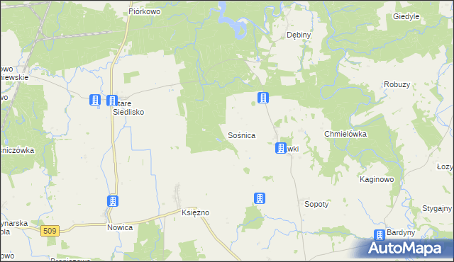 mapa Sośnica gmina Wilczęta, Sośnica gmina Wilczęta na mapie Targeo