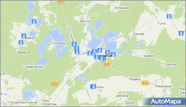 mapa Sosnowica powiat parczewski, Sosnowica powiat parczewski na mapie Targeo