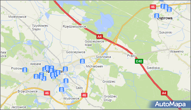 mapa Sosnówka gmina Niemodlin, Sosnówka gmina Niemodlin na mapie Targeo