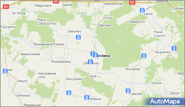 mapa Sosnówka powiat bialski, Sosnówka powiat bialski na mapie Targeo