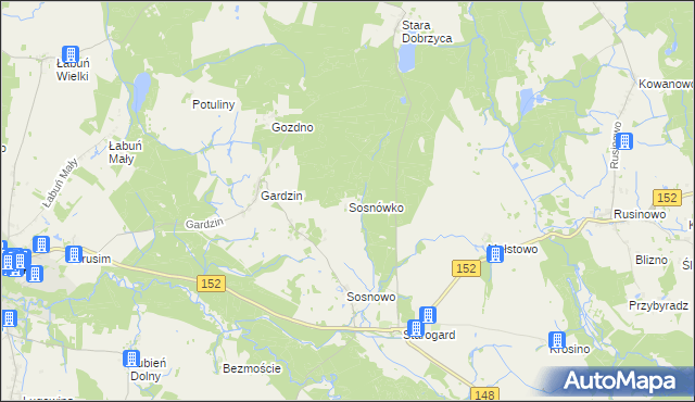 mapa Sosnówko gmina Resko, Sosnówko gmina Resko na mapie Targeo