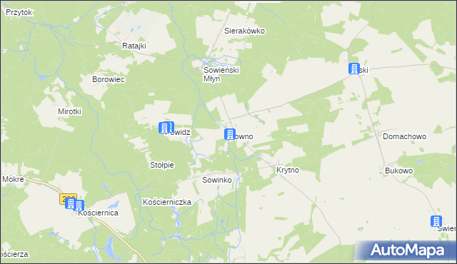 mapa Sowno gmina Sianów, Sowno gmina Sianów na mapie Targeo