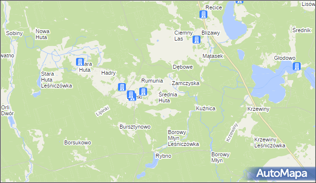 mapa Średnia Huta, Średnia Huta na mapie Targeo