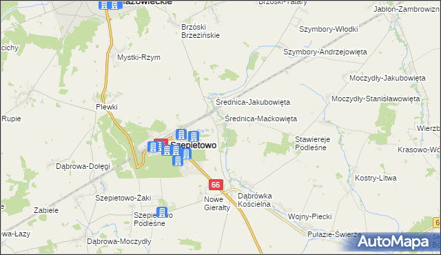 mapa Średnica-Pawłowięta, Średnica-Pawłowięta na mapie Targeo