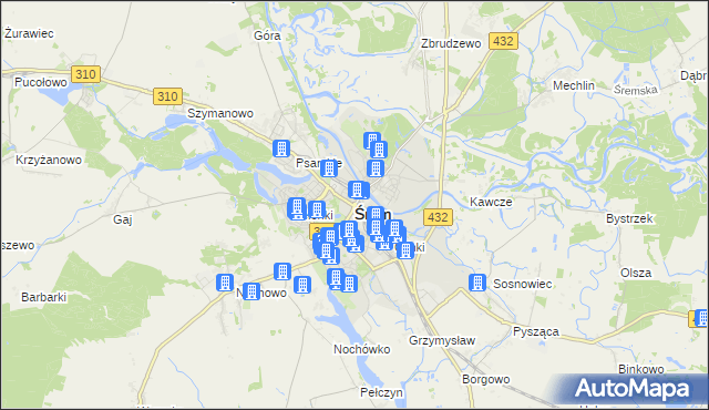 mapa Śrem, Śrem na mapie Targeo