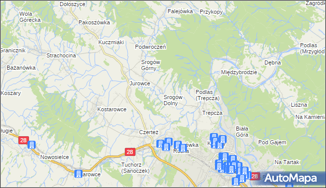 mapa Srogów Dolny, Srogów Dolny na mapie Targeo